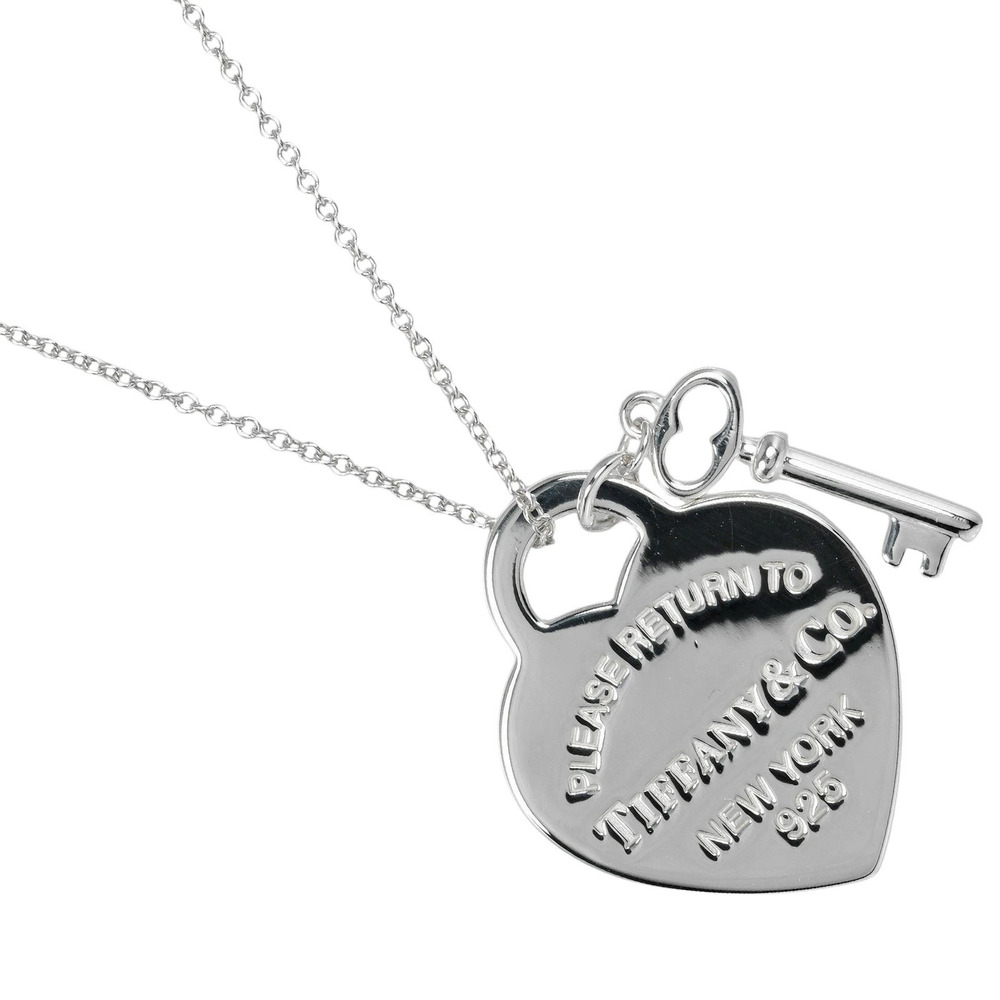 Tiffany Co to Heart Key Necklace Sterling Silver